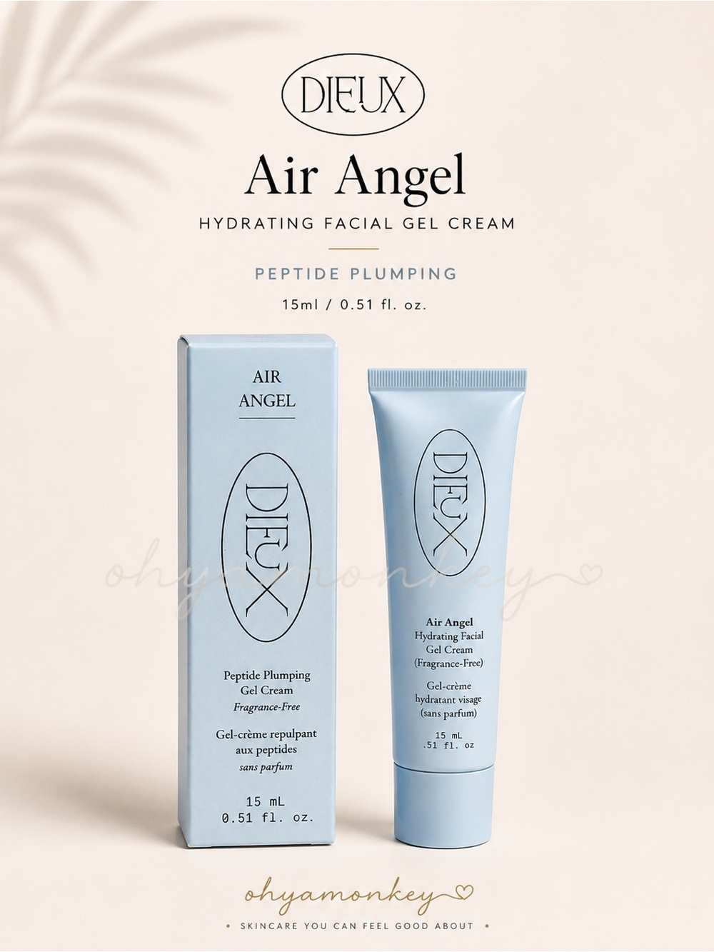 Dieux Air Angel Peptide Plumping Gel Cream 15ml Travel Size